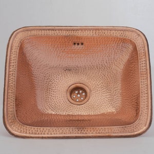 Hammered Copper Sink, Drop-in Copper Bathroom Sink, Antique Copper Sink, Bathroom Aged Copper sink