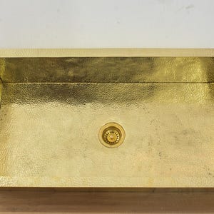 40&quot; Hammered Unlacquered Brass Farmhouse Sink, Customizable Solid Brass Undermount Kitchen Sink, Single Basin Farmhouse Sink