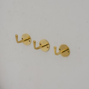 Single Hook solid Unlacquered Brass  , Handmade Brass Hook, Coat Hook, Wall Hook