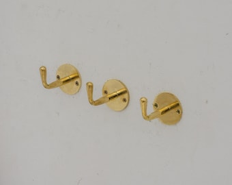 Single Hook solid Unlacquered Brass  , Handmade Brass Hook, Coat Hook, Wall Hook