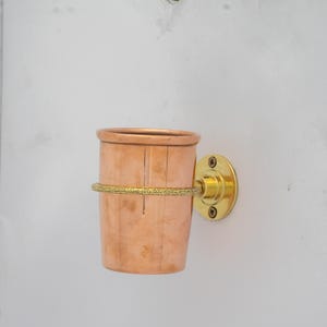 Unlacquered Copper Bathroom Toothbrush Holder, Wall Mount Toothbrush Cup