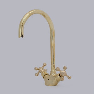 Unlacquered Brass Bathroom Sink Faucet, Single Hole Brass Vanity Faucet