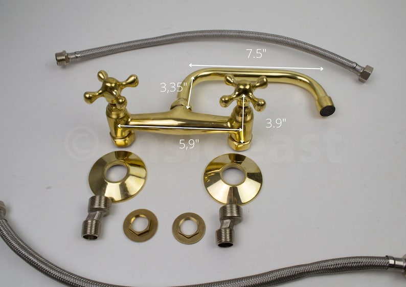 Wall Mount Brass Bath Faucet Unlacquered Bathroom Faucet With image 6