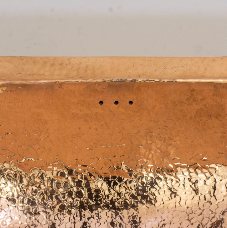 Customizable Raised Profile Bathroom Copper Sink, Hammered Copper Rectangular Sink, Vanity Sink Copper image 4
