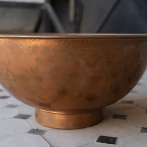 Copper Vessel Sink Basin Solid Bathroom Vessel Vanity, Counter Top Sink Bowl, Light Hammered