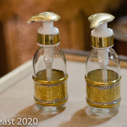 Hammered Brass Glass Fluid Soap Pump Dispenser Etsy