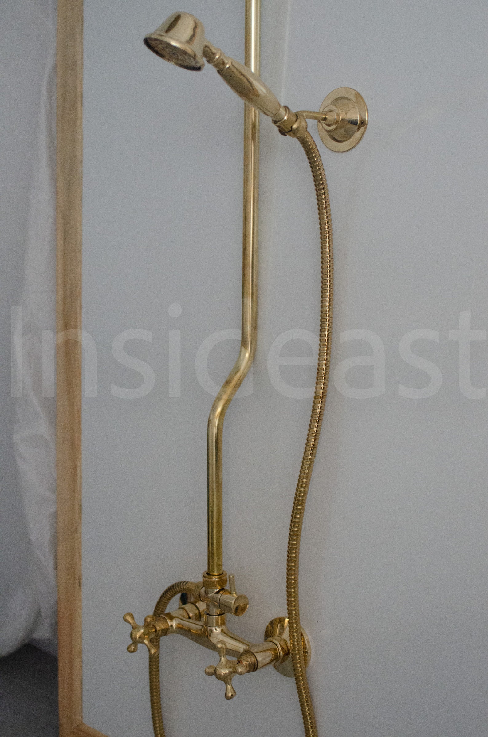 Unlacquered Brass Shower System Handheld Shower and Square Etsy