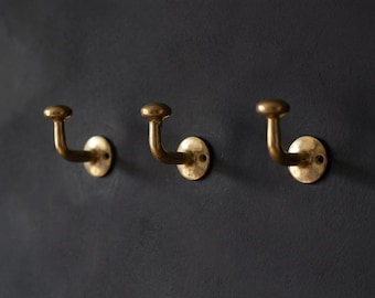 Vintage Hooks Set, Solid Brass Robe Hook, Heavy Duty Single Hook, Wall Mount Robe Hooks