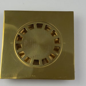 Solid Brass Floor Drain, Unlacquered Square Shower Drain image 3