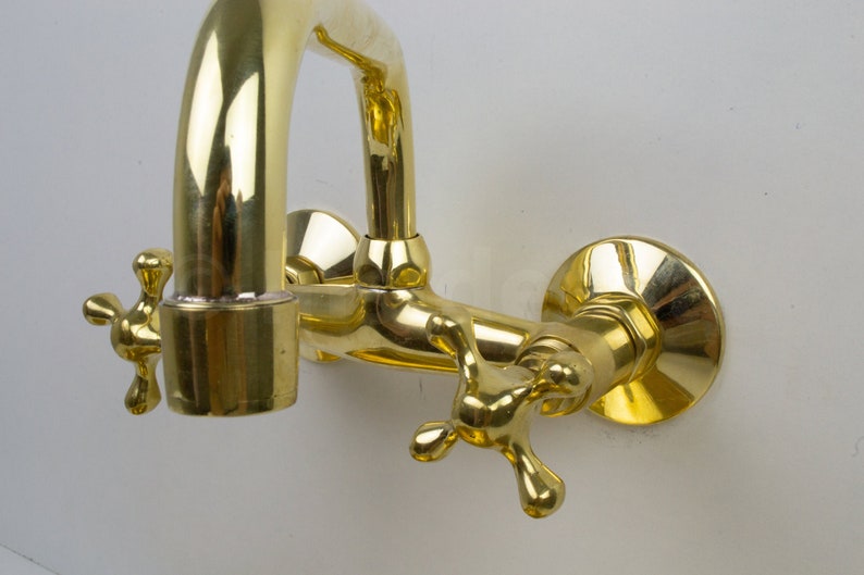 Wall Mount Brass Bath Faucet Unlacquered Bathroom Faucet With image 3