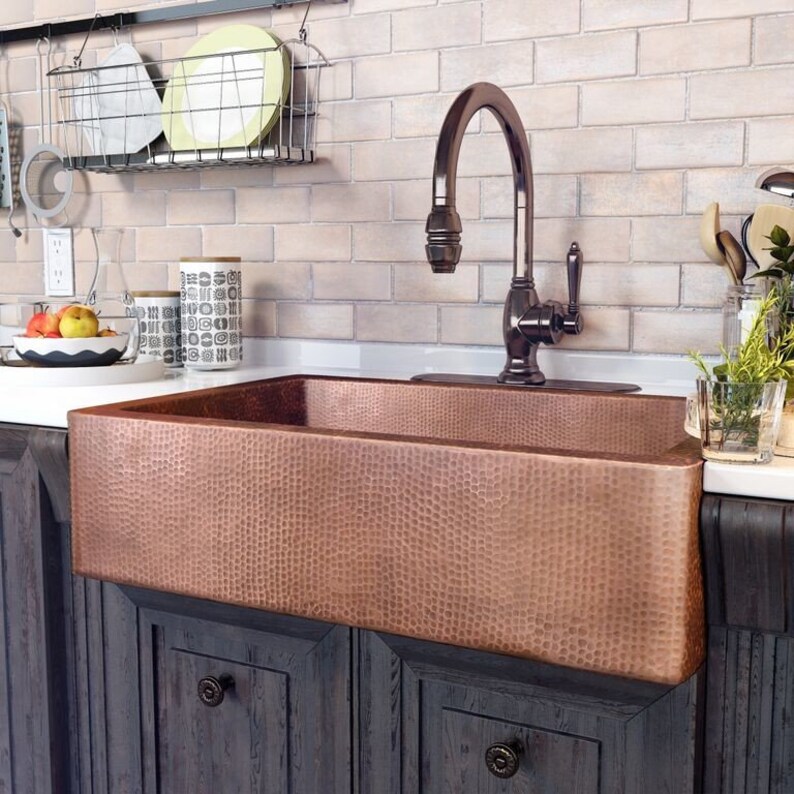 Farmhouse Kitchen Sink Hammered Copper Made To Order