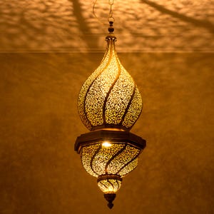 Handcrafted Brass Pendant Light, Pierced Pendant Light, Perforated Light Fixture, Brass Ceiling Light, Hanging Lamp | Duty-Free