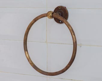 Toallero de pared de latón sin lacar, colgador de toallas faciales