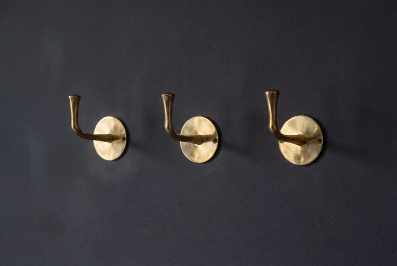 Vintage Hooks Set, Solid Brass Robe Hook, Heavy Duty Single Hook, Wall ...