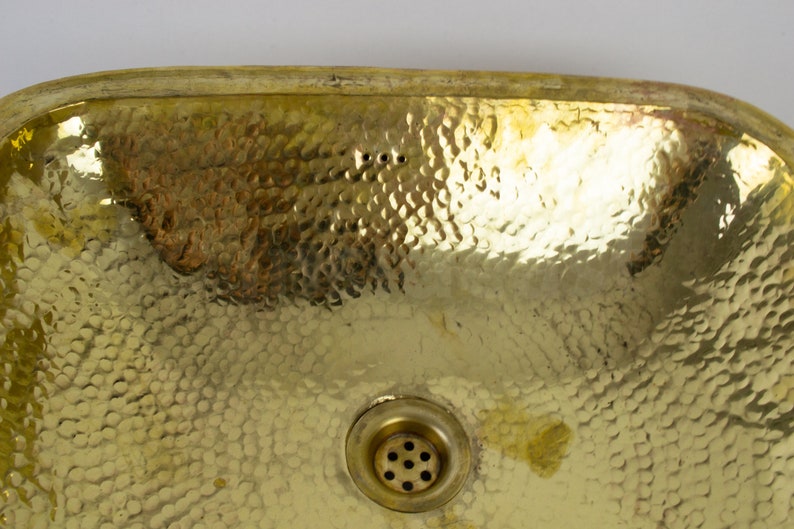 Handcrafted Hammered Rectangular Solid Brass Sink, Drop In Customizable Brass Sink image 3