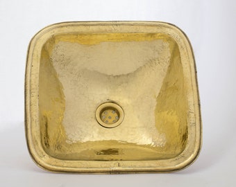 Hammered Brass Sink, Square Drop-in Brass Bathroom Sink, Hammered Antique Brass Sink, Bathroom Brass sink, Aged Brass Sink