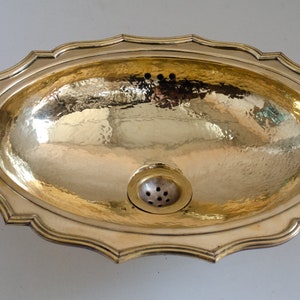 Antique Solid Brass Sink, Unlacquered Exposed Oval Bathroom Sink, Bathroom Vessel sink
