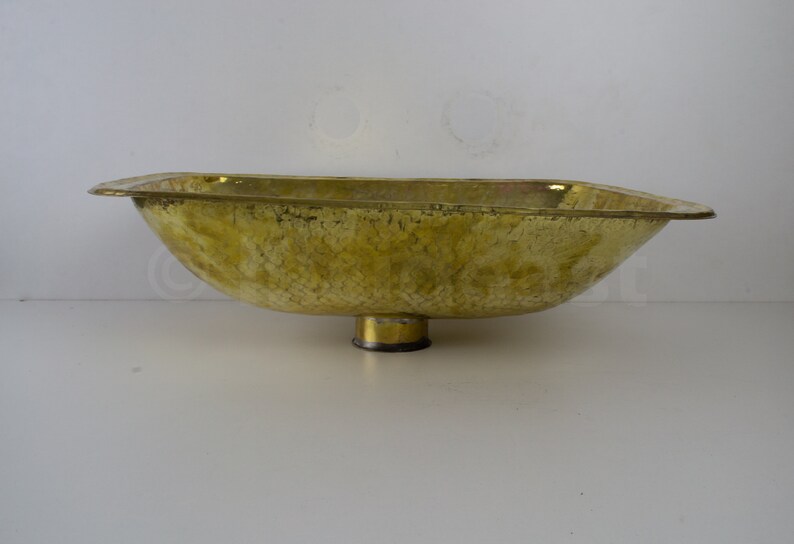 Handcrafted Hammered Rectangular Solid Brass Sink, Drop In Customizable Brass Sink image 2