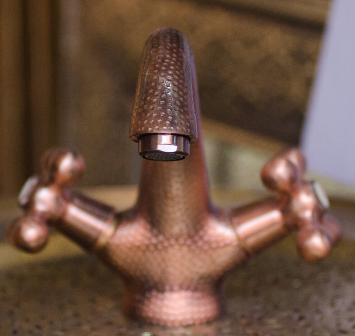 Copper Bathroom Faucet Vessel Sink Vanity Hammered Faucet | Etsy