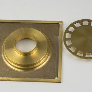 Solid Brass Floor Drain, Unlacquered Square Shower Drain image 6