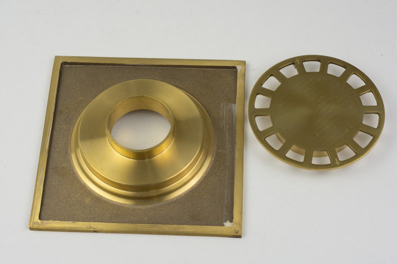 Solid Brass Floor Drain, Unlacquered Square Shower Drain image 6