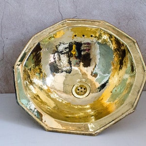 Decagon Solid Brass Hammered Sink, Kitchen Bar Sink, Undermount Bathroom Sink | Duty-Free