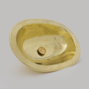 Unlacquered Brass Drop-in Sink, Brass Oval Sink, Brass Bathroom Washbasin