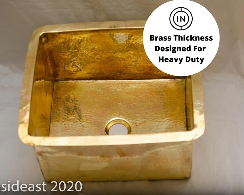Solid Unlacquered Brass Undermount Hammered Sink Kitchen Bar Etsy