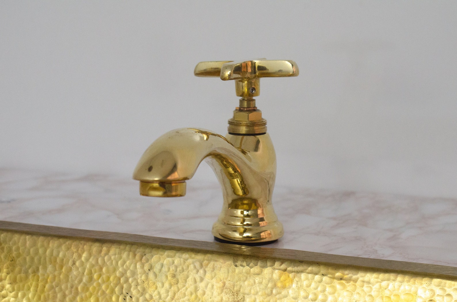 Unlacquered Brass Single Hole Bathroom Faucet Vintage Flat - Etsy