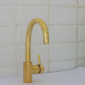 Unlacquered Brass Mixer Faucet, Single Hole Faucet Lever Handle Tap, Compact Faucet For Bathroom, Brass Short Faucet | Duty-Free