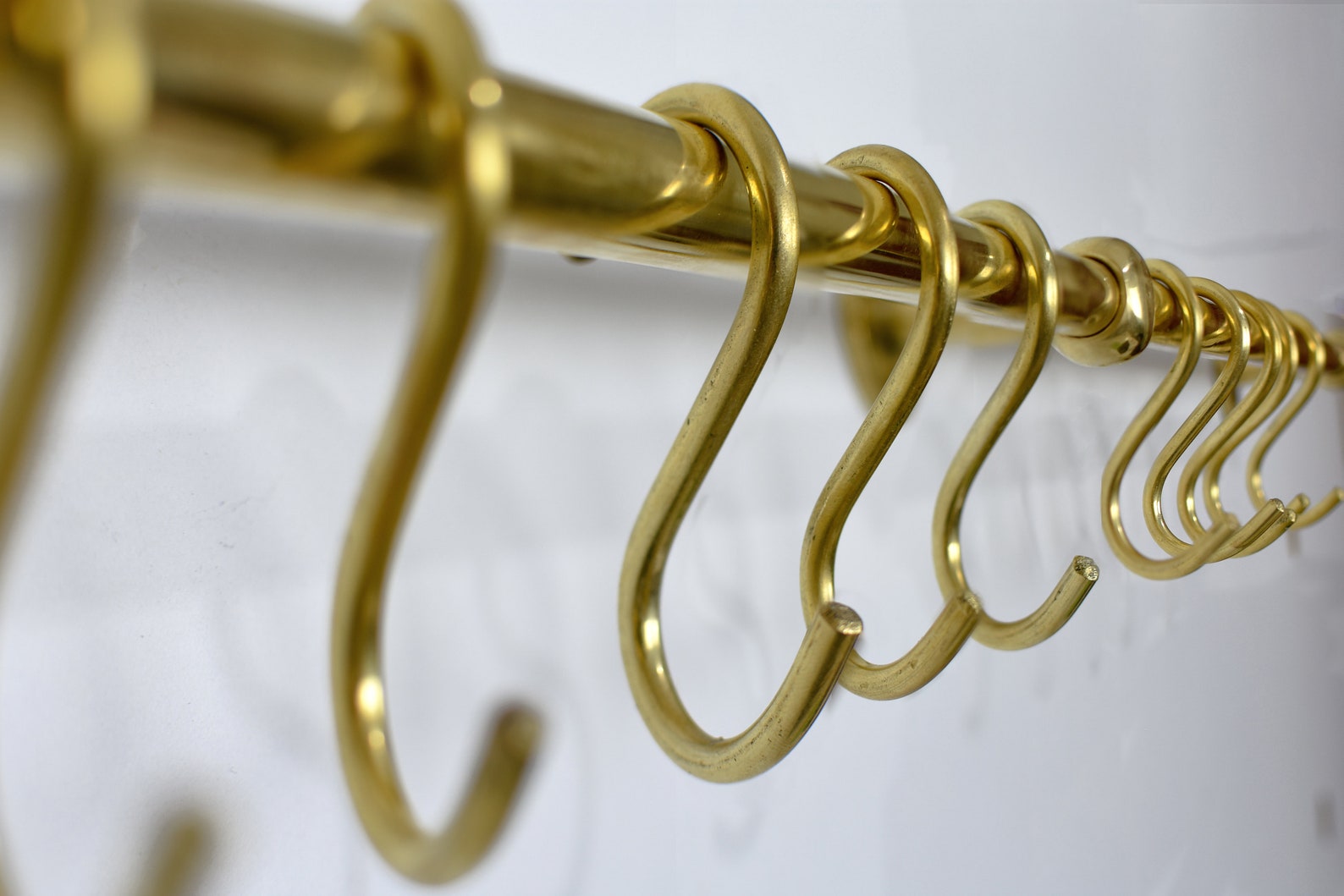 Unlacquered Brass Kitchen Rods, Pot Rail With S Hooks, Pan Rack ...