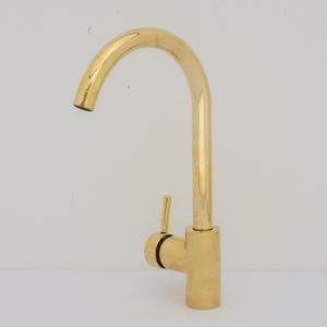 Unlacquered Brass Kitchen Faucet, Island Faucet, Antique Brass Sink Mixer Tap