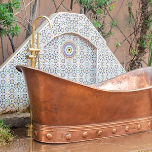 Solid Copper Bathtub, Vintage Freestanding Hammered Tub, Customized Tub