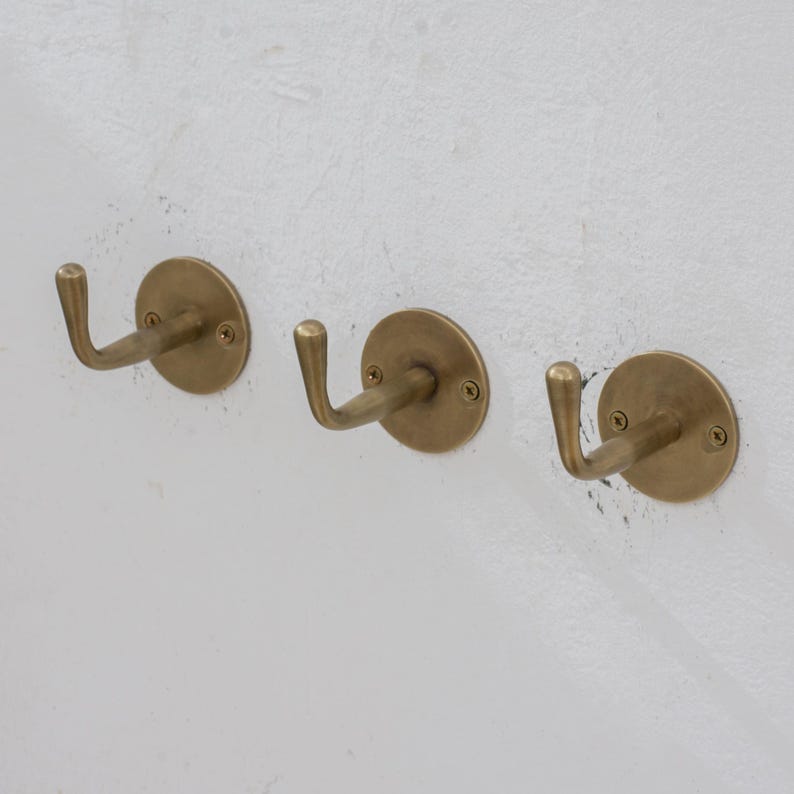 Vintage Hooks Set, Solid Brass Robe Hook, Heavy Duty Single Hook, Wall ...