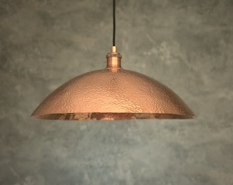 Copper Pendant Light Fixture, Kitchen Island Hanging Light, Hammered Solid Copper Dome, Ceiling Shade Light Copper
