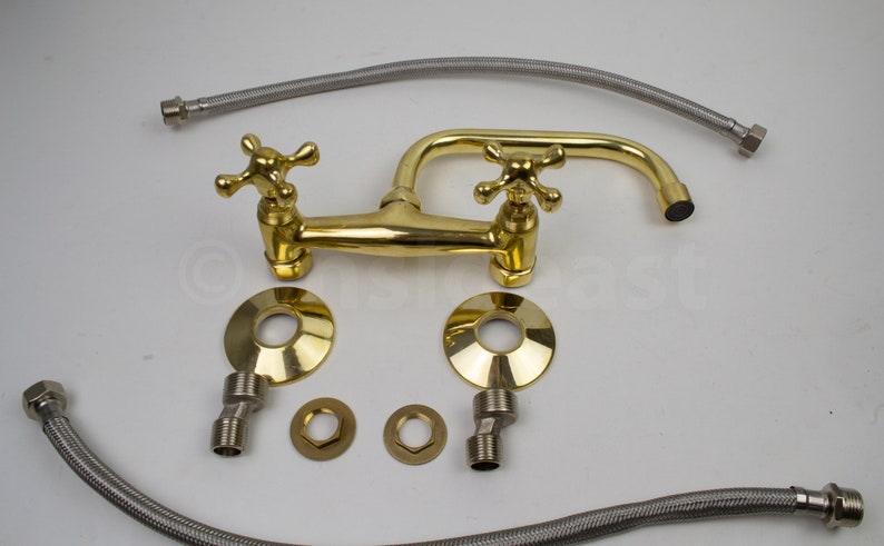Wall Mount Brass Bath Faucet Unlacquered Bathroom Faucet With image 5