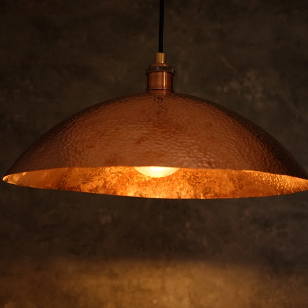 Copper Light Fixture, Hammered Solid Copper Dome Pendant Light, Ceiling Light