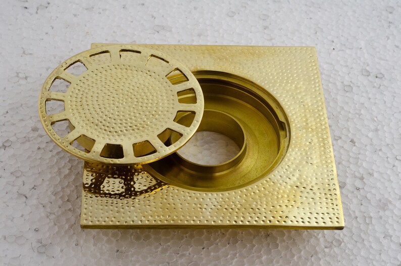 Solid Brass Floor Drain Hammered Square Shower Drain Cover Etsy