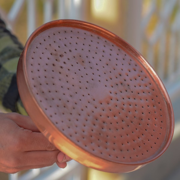 Unlacquered Solid Copper Rain Shower Head, Large Round Handcrafted Vintage Showerhead, Works Outdoor