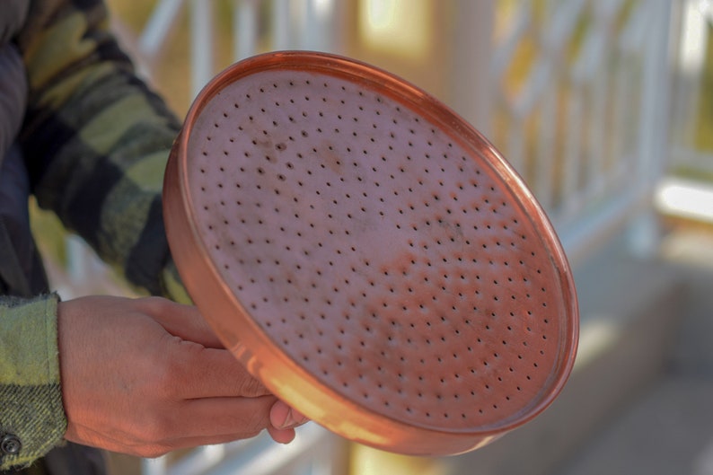 Unlacquered Solid Copper Rain Shower Head, Large Round Handcrafted Vintage Showerhead, Works Outdoor