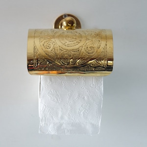 Solid Brass Toilet Paper Holder, Handcrafted Powder Room Roll Holder