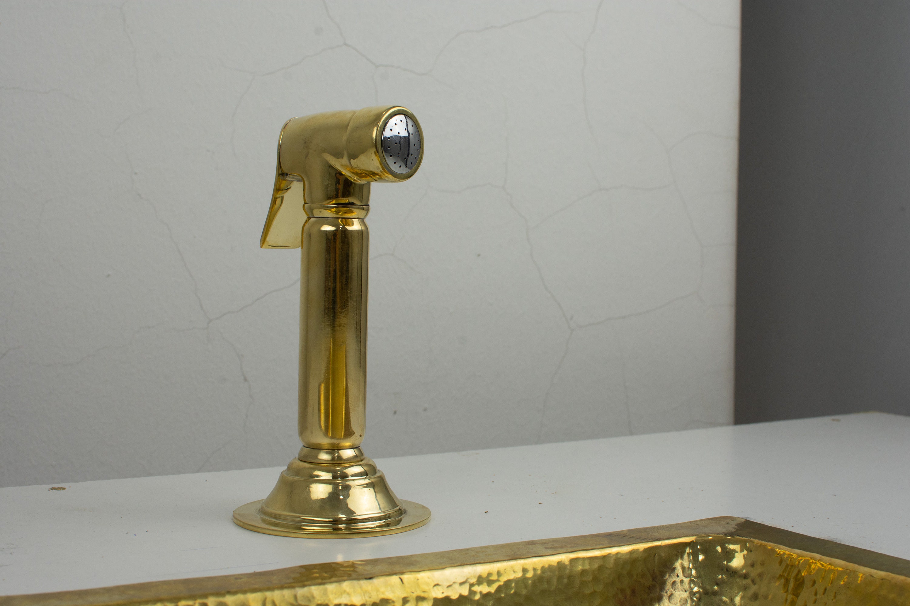 Solid Brass Kitchen Hand Sprayer Unlacquered Brass Faucet Etsy