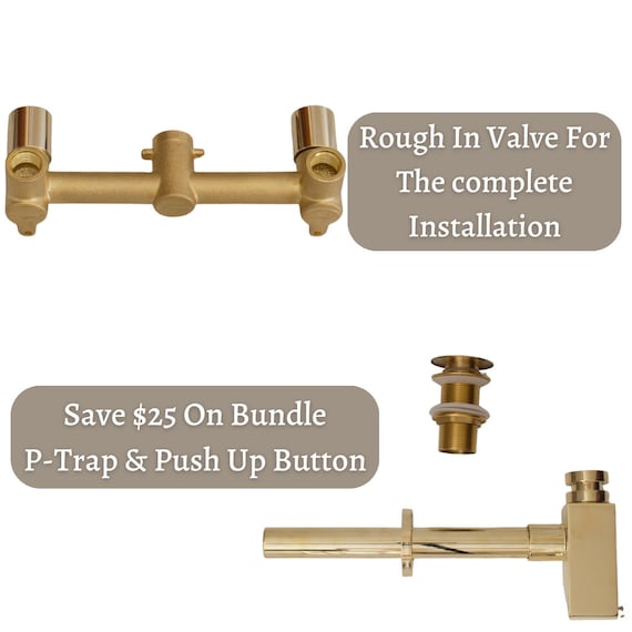 SUMERAIN Modern Single-Handle Wall Mounted Bathroom Faucet With Rough In Valve In Black And Gold S1400I-MG-HD - The Home Depot