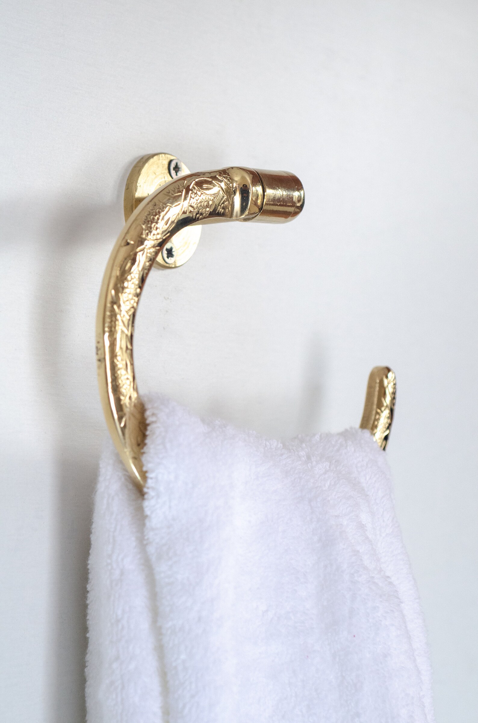 Solid Brass Towel Holder Handcrafted Powder Room Holder Etsy