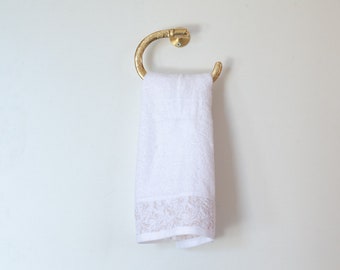 Solid Brass Towel Holder, Handcrafted Powder Room Holder