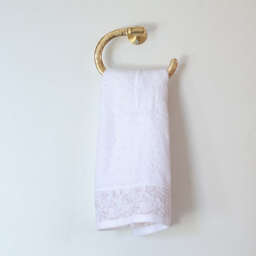 Solid Brass Towel Holder Handcrafted Powder Room Holder Etsy