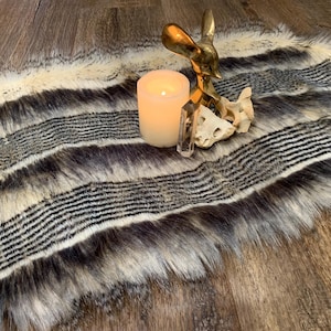 Altar Cloth Handmade,  Wolf Pelt Table Runner , Pagan Decor , Vegan Pelt  , Fur Centerpiece, Gothic Home Decor , Witch decor , Norse Pagan
