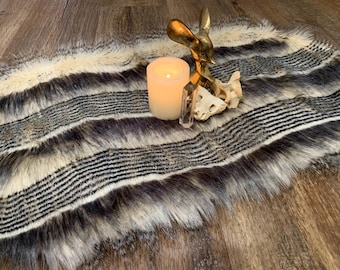 Altar Cloth Handmade,  Wolf Pelt Table Runner , Pagan Decor , Vegan Pelt  , Fur Centerpiece, Gothic Home Decor , Witch decor , Norse Pagan