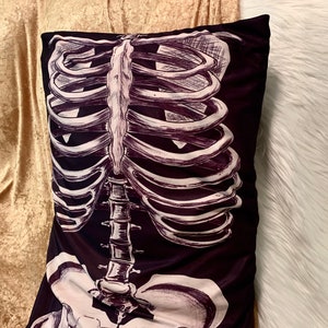 Skeleton Body Pillow Pillowcase || Gothic Home Decor || Halloween Pillow || Spooky Horror Decor || Unique Housewarming gift || Gift for Goth