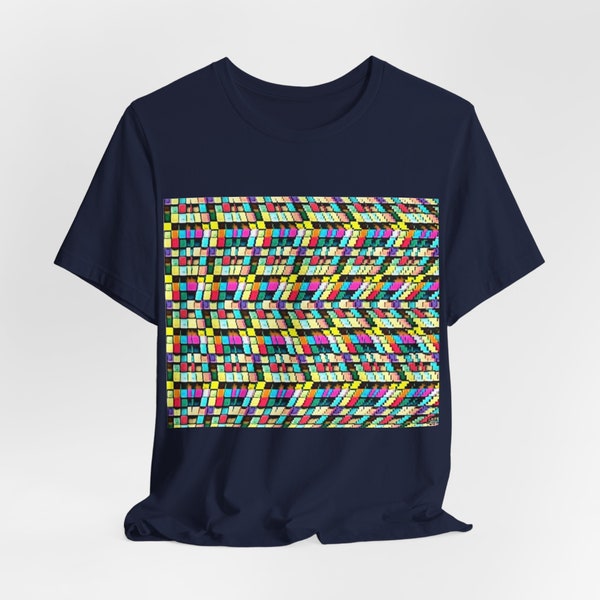 GEOMETRIC Bricks Stereogram UNISEX Jersey Short Sleeve Crew Neckline Tee, Comfy Shirt for Active and Leisure Wear